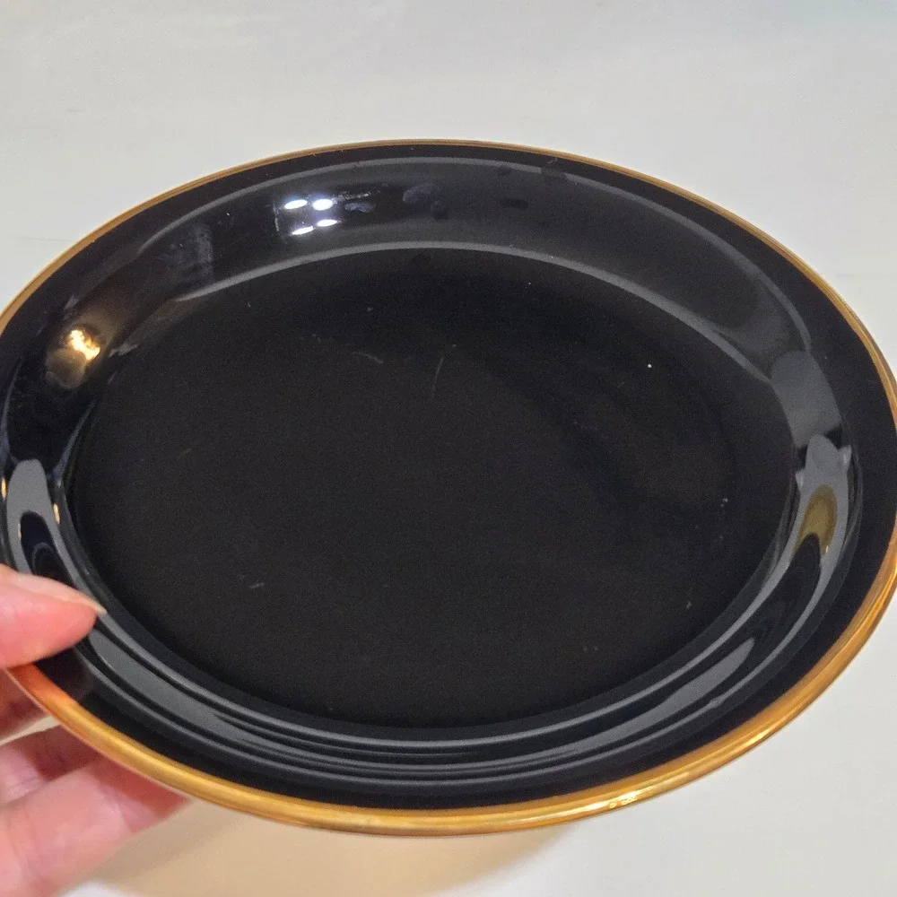 Stavangerflint Dessert Plates Set of 5 Colorful‎ 7in Gold Rim MCM Norway Modern